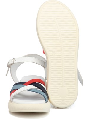 Tergan Beyaz Deri Kadın Sandalet 65501A26