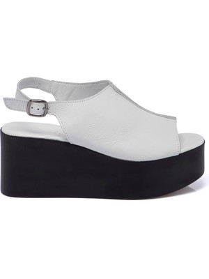 Tergan Beyaz Deri Kadın Sandalet 65613A26