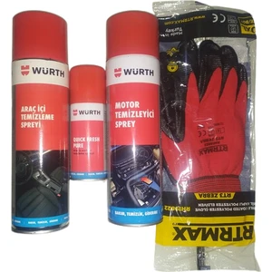 Hızlı Motor Temizleme+Araç Içi Temizleme+Klima Temizleme+Eldiven Set  Yeni Ürün Würth Set