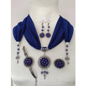 Fular Adilstore Kristal ve Kum Boncuk Işlemeli Nazar Dualı Fular