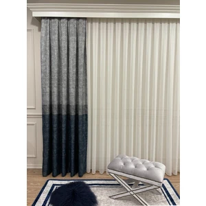 Keten Zemin Modern Çizgili Desen 1/2,50 Pile Fon Perde