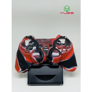 YUES PS3 Joystick Silikon Kılıf (Desenli Kırmızı-Siyah) – DualShock 3/Sixaxis Koruyucu Kapak, Kaymaz Kavrama, Tam Kesim