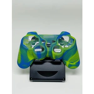 YUES PS3 Joystick Silikon Kılıf (Desenli Mavi-Yeşil) – DualShock 3/Sixaxis Koruyucu Kapak, Kaymaz Kavrama, Tam Kesim