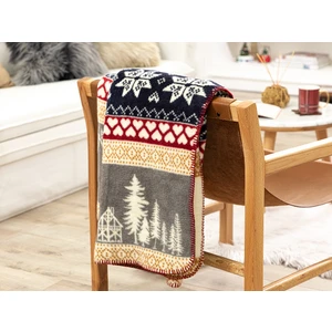 English Home Winterfell Akrilik Tv Battaniye 130 x 170 cm Lacivert-Kırmızı