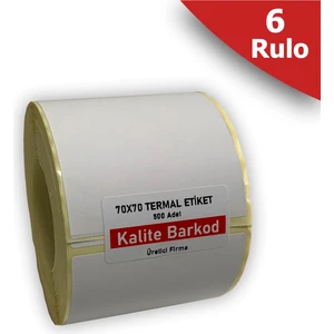 Kalite Barkod 70X70 Termal Etiket -6 Rulo Barkod Etiketi