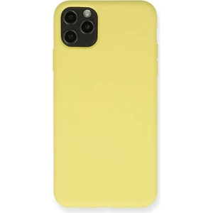 Apple iPhone 11 Pro Max Kılıf Lansman Içi Kadife Nano Silikon - Mat Sarı
