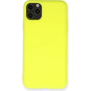 Apple iPhone 11 Pro Max Kılıf Lansman Içi Kadife Nano Silikon - Sarı