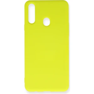 Samsung Galaxy A20S Kılıf Lansman Içi Kadife Nano Silikon - Sarı