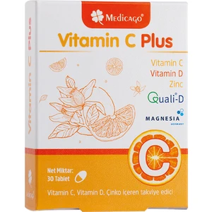 Medicago Vitamin C Plus Tablet Vitamin C, Vitamin D, Çinko İçeren Takviye Edici 30 Tablet