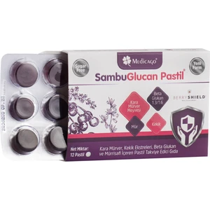 Medicago Sambuglucan Pastil Kara Mürver Ekstresi, Kekik Estreleri, Beta Glukan, Vitamin C, Çinko 12 Pastil