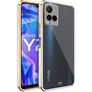 Case 4U Vivo Y33S Kılıf Kamera Korumalı Pastel Renk Voit Clear Kapak Beyaz