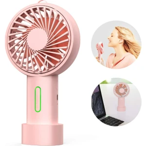 El Fanı, Mini El Fanı Kişisel Taşınabilir Fan 3 Hız Ayarlanabilir Açı Çıkarılabilir Taban Ipi USB Şarjlı (Pembe) (Yurt Dışından)