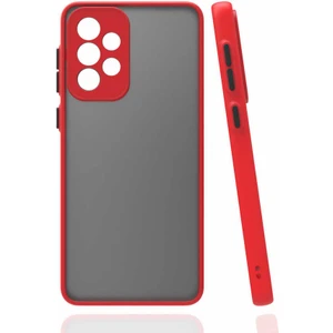 Case 4U Samsung Galaxy A72 Uyumlu Kılıf Kamera Korumalı Mat Renkli Buzlu Hux Silikon Kırmızı