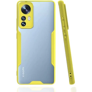 Case 4U Xiaomi Mi 12 Kamera Korumalı Ultra Ince Buzlu Mat Renkli Parfe Silikon Kapak Sarı