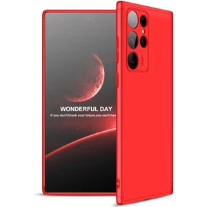 Case 4U S22 Ultra Uyumlu Kılıf 3 Parçalı Tam Koruma Sert Mika Ays Kapak Kırmızı