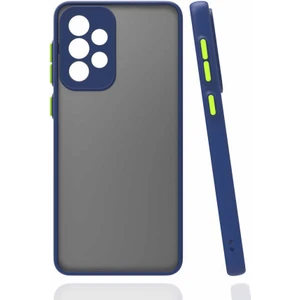 Case 4U Samsung Galaxy A53 5g Uyumlu Kılıf Kamera Korumalı Mat Renkli Buzlu Hux Silikon Lacivert