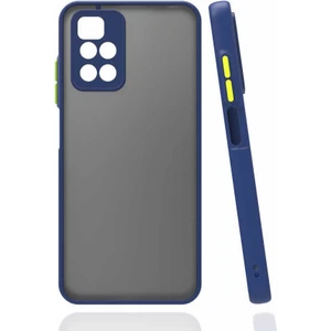 Case 4U Xiaomi Redmi 10 / Redmi Note 11 4g Kılıf Kılıf Kamera Korumalı Mat Renkli Buzlu Hux Silikon Lacivert