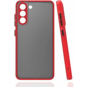 Case 4U Samsung Galaxy S21 Fe Uyumlu Kılıf Kılıf Kamera Korumalı Mat Renkli Buzlu Hux Silikon Kırmızı