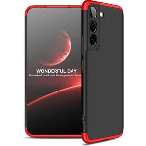 Case 4U S22 Uyumlu Kılıf 3 Parçalı Tam Koruma Sert Mika Ays Kapak Siyah Kırmızı