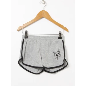 Funky Rocks Gri Melanj Mini Standart Fit Kız Çocuk Baskılı Şort