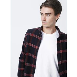 Lee Cooper 221 Lcm 2410092554  Dar Kalıp Ekose Lacivert - Kırmızı Erkek Gömlek