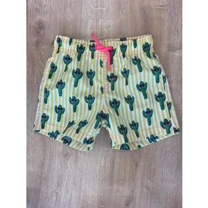 Podium Giyim Sevimli Kaktüs Desenli Hemen Kuruyan Erkek Çocuk Bebek Şort Mayo , Çocuk Deniz Şortu