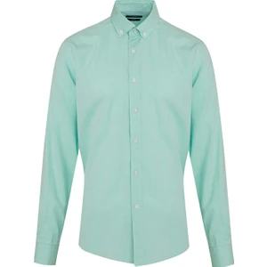 Erkek Yeşil Slim Fit %100 Pamuk Gömlek