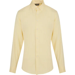 Erkek Sarı Slim Fit %100 Pamuk Gömlek