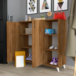 Missia Mobilya Modica Ceviz 2 Kapaklı 6 Raflı Çok Amaçlı Modern Dolap
