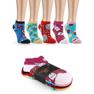 Ozzy Socks 5 Çift Eğlenceli Desenler Kadın Patik Çorap OZZYP001
