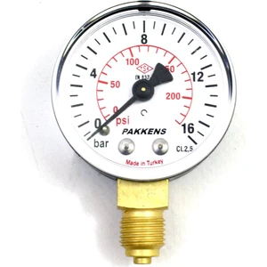 0-16 Bar 63 mm Alttan Bağlantılı Kuru Manometre G 1/4 inç