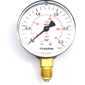 0-2.5 Bar 63 mm Alttan Bağlantılı Kuru Manometre G 1/4 inç