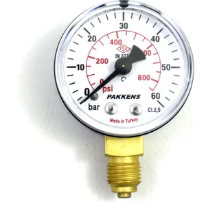 0-60 Bar 63 mm Alttan Bağlantılı Kuru Manometre G 1/4 inç
