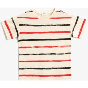 2SKB10124TK Bisiklet Yaka NormalKalıp Çizgili Çok Renkli Erkek Çocuk T-Shirt
