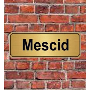 Altın Renk 10 x 20 cm Mescid Yazılı Metal Yönlendirme Levhası