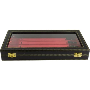 Tesbih Kardeşliği Siyah Renk Cam Kapaklı 5'li Deri Tesbih Kutusu