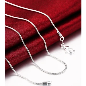 925A Gümüş Snake Chain Erkek Kadın Zincir Kolye 1mm İnce Zincir Kolye