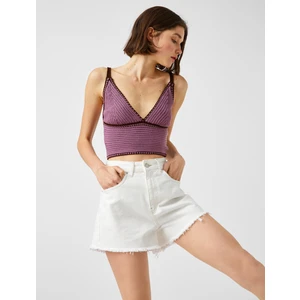 Örme Crop Üst Askılı V Yaka