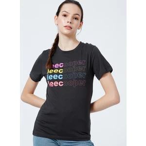 Lee Cooper 222 LCF 242021 Bisiklet Yaka Oversized Baskılı Antrasit Kadın T-Shirt