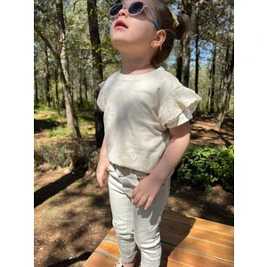 Eyc Baby Krem Kolları Fistolu Bebek/ Çocuk Tişört Tam Kalıp