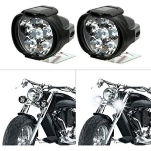Motosiklet Sis Farı Takım 6 Ledli Sabit + Çakar Işık Modlu Ledli