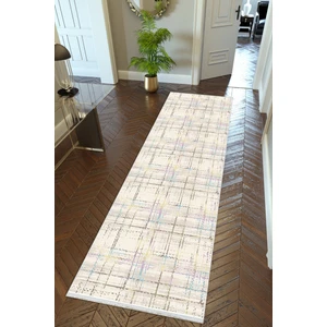 10 Post Online Yolluk Soyut Ekru Kaymaz Kesme Yıkanabilir Ince Dijital Baskı Koridor Halısı