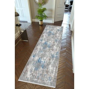 10 Post Online Yolluk Doku Gri Mavi Kaymaz Kesme Yıkanabilir Ince Dijital Baskı Koridor Halısı