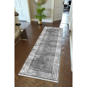 Yolluk Doku Gri Beyaz Kaymaz Kesme Yıkanabilir Ince Dijital Baskı Koridor Halısı