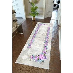10 Post Online Yolluk Gri Lila Kaymaz Kesme Yıkanabilir Ince Dijital Baskı Koridor Halısı