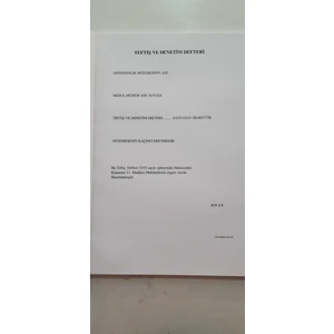 Kültür Matbaası Optik Teftiş ve Denetim Defteri