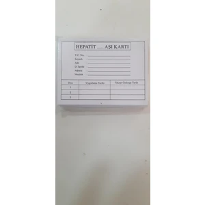 Kültür Matbaası Hepatit Aşı Kartı 100'lü