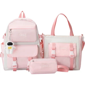 Clbdbag Ilkokul Öğrencilerinin Okul Çantası 3 Parça Set Kadınlar Sırt Çantası Büyük Kapasiteli Seyahat Sırt Çantası(Aksesuarlar Dahil) (Yurt Dışından)