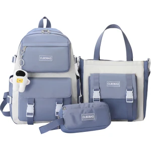 Clbdbag Ilkokul Öğrencilerinin Okul Çantası 3 Parça Set Kadınlar Sırt Çantası Büyük Kapasiteli Seyahat Sırt Çantası(Aksesuarlar Dahil) (Yurt Dışından)