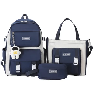 Clbdbag Ilkokul Öğrencilerinin Okul Çantası 3 Parça Set Kadınlar Sırt Çantası Büyük Kapasiteli Seyahat Sırt Çantası(Aksesuarlar Dahil) (Yurt Dışından)